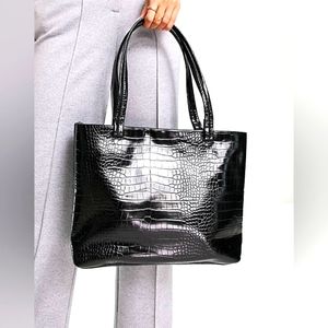 Truffle Collection moc croc tote in black